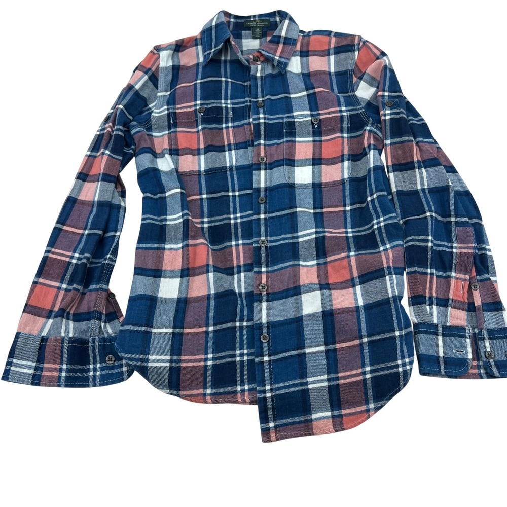 Lauren Jeans Co Ralph Lauren Plaid Flannel Button‎ Down Shirt Blue Pink XS 1374